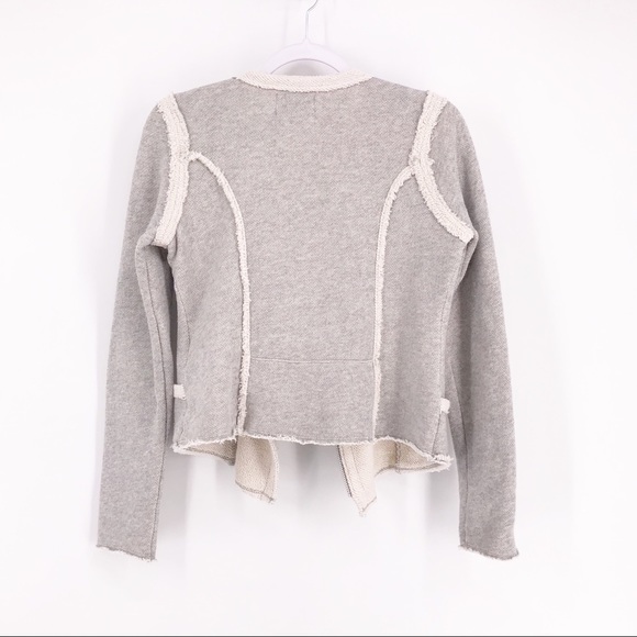 SOLD: Lucky Brand Gray Raw Edge Cotton Moto Jacket - Picture 5 of 8